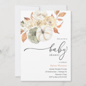 秋の素朴紅葉カボチャ秋の赤ちゃんシャワー 招待状 (正面)