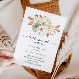 秋の素朴紅葉カボチャ秋の赤ちゃんシャワー 招待状