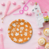 秋の素朴紅葉パターン ペーパープレート (パーティー)