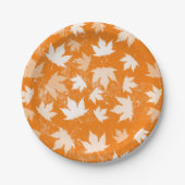 秋の素朴紅葉パターン ペーパープレート (正面)