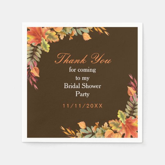 秋の素朴紅葉ブライダルシャワー スタンダードカクテルナプキン (正面)