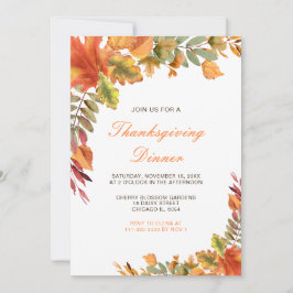 秋の素朴紅葉感謝祭パーティー 招待状