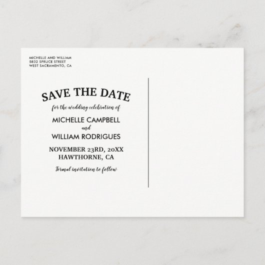 秋の素朴紅葉日付の保存 案内ポストカード (裏面)