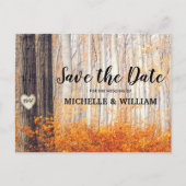 秋の素朴紅葉日付の保存 案内ポストカード (正面)