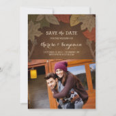 秋の素朴結婚式の日付カードを保存 セーブザデート (正面)