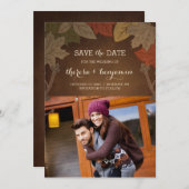 秋の素朴結婚式の日付カードを保存 セーブザデート (正面/裏面)