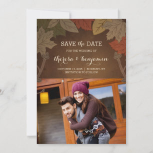 秋の素朴結婚式の日付カードを保存 セーブザデート