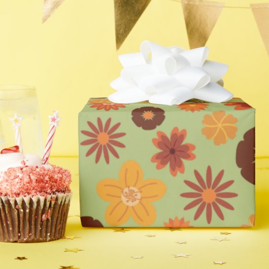 秋の素朴花シームレス秋誕生日ギフト ラッピングペーパー (誕生日パーティー)