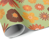 秋の素朴花シームレス秋誕生日ギフト ラッピングペーパー (ロールコーナー)