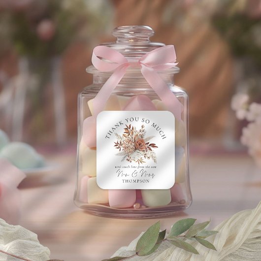 秋の素朴花模様お世話になっております スクエアシール