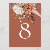 秋の素朴花模様テラコッタテーブル番号 (正面)