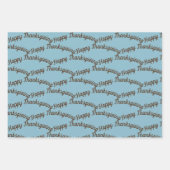 秋の素朴花模様モノグラムカスタムイニシャル ラッピングペーパーシート (正面3)