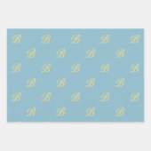 秋の素朴花模様モノグラムカスタムイニシャル ラッピングペーパーシート (正面2)