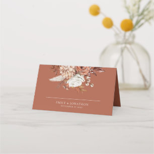 秋の素朴花模様名Date Rust結婚's プレイスカード
