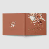 秋の素朴花模様結婚ズテラコッタ実在ホイル ゲストブック (全面)