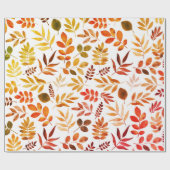 秋の素朴葉パターン ラッピングペーパー (フラット)
