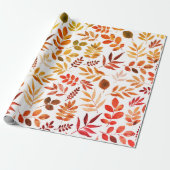 秋の素朴葉パターン ラッピングペーパー (アンロールド)