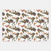 秋の素朴葉水彩植物模様 ラッピングペーパーシート (正面3)