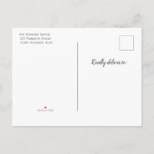 秋の素朴赤ちゃんシャワーボーイリトルカボチャ秋 インビテーションポストカード (裏面)