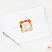 秋の素朴金ゴールドメープル紅葉 | サンキュー スクエアシール (封筒)