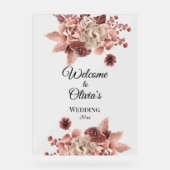 秋の素朴開花クリームウォーター色 アクリルサイン (正面)