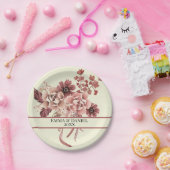 秋の素朴開花クリーム背景色 ペーパープレート (パーティー)