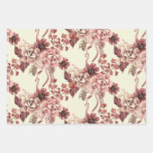 秋の素朴開花クリーム背景色 ラッピングペーパーシート (正面3)