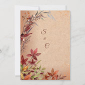 秋の素朴開花ブルガンディアンバー秋の結婚式 招待状 (裏面)