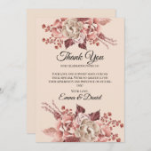 秋の素朴開花ライトベージュウォーター色 サンキューカード (正面/裏面)