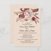 秋の素朴開花ライトベージュウォーター色 招待状 (正面/裏面)