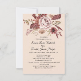 秋の素朴開花ライトベージュウォーター色 招待状