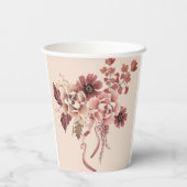 秋の素朴開花ライトベージュウォーター色 紙コップ (裏面)