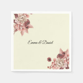 秋の素朴開花水彩クリーム背景 スタンダードカクテルナプキン