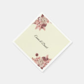 秋の素朴開花水彩クリーム背景 スタンダードカクテルナプキン (角)