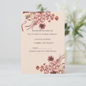 秋の素朴開花水彩ライトベージュ 出欠カード (スタンド正面)