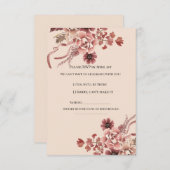 秋の素朴開花水彩ライトベージュ 出欠カード (正面/裏面)