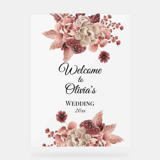 秋の素朴開花水彩 アクリルサイン (正面)