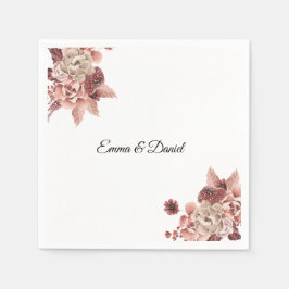 秋の素朴開花水彩 スタンダードカクテルナプキン