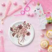 秋の素朴開花水彩 ペーパープレート (パーティー)