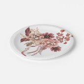 秋の素朴開花水彩 ペーパープレート (アングル)