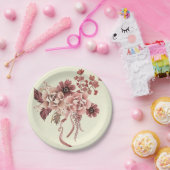 秋の素朴開花水彩 ペーパープレート (パーティー)