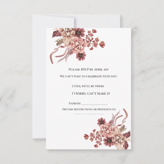 秋の素朴開花水彩 出欠カード (正面)