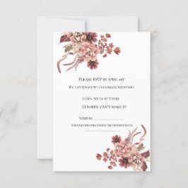 秋の素朴開花水彩 出欠カード