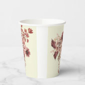 秋の素朴開花水彩 紙コップ (左)