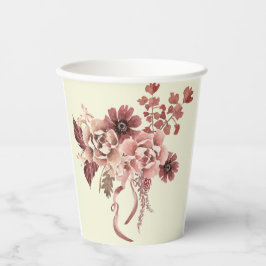 秋の素朴開花水彩 紙コップ