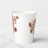 秋の素朴開花水彩 紙コップ (左)