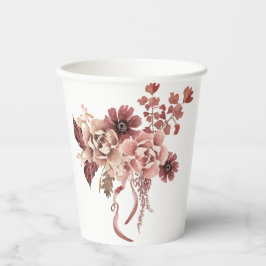 秋の素朴開花水彩 紙コップ