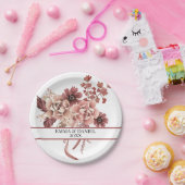 秋の素朴開花白い背景水色 ペーパープレート (パーティー)