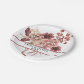 秋の素朴開花白い背景水色 ペーパープレート (アングル)