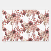 秋の素朴開花白い背景水色 ラッピングペーパーシート (正面3)